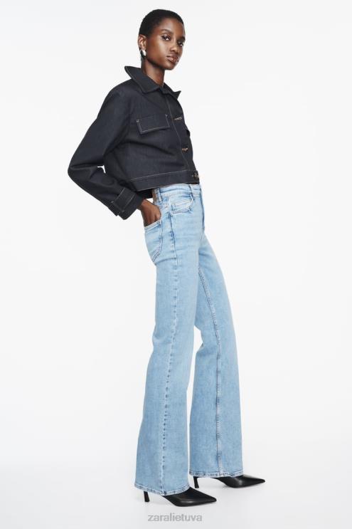 moterys Zara platėjantys džinsai aukštu juosmeniu z1975 šviesiai mėlynas apranga 4N488869