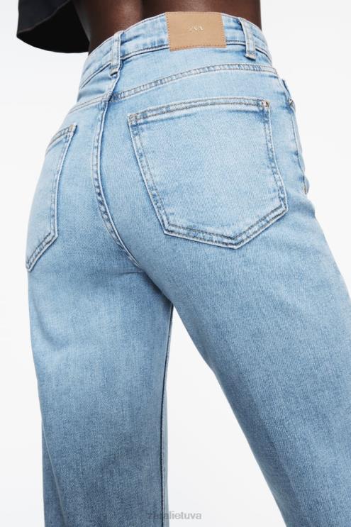moterys Zara platėjantys džinsai aukštu juosmeniu z1975 šviesiai mėlynas apranga 4N488869