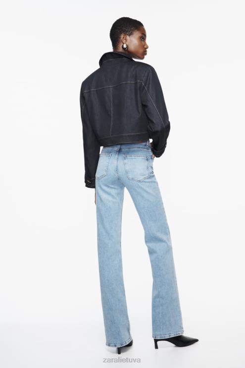 moterys Zara platėjantys džinsai aukštu juosmeniu z1975 šviesiai mėlynas apranga 4N488869