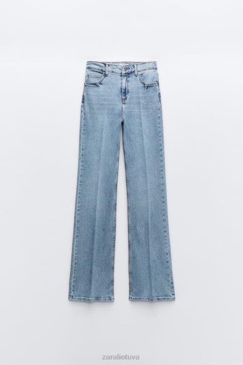 moterys Zara platėjantys džinsai aukštu juosmeniu z1975 šviesiai mėlynas apranga 4N488869