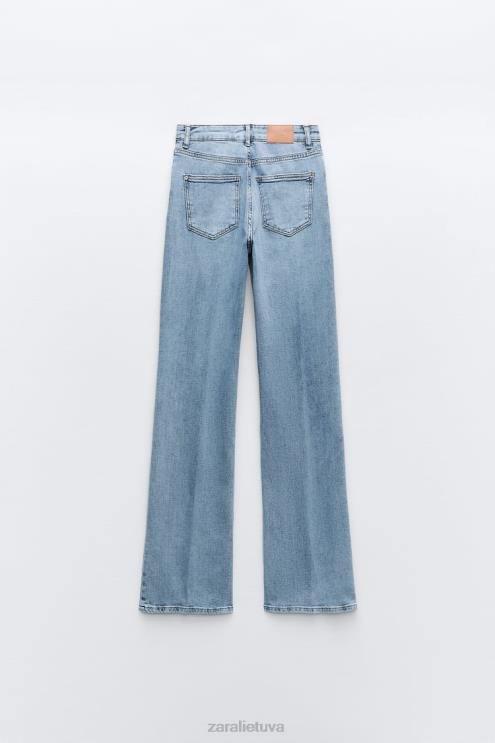 moterys Zara platėjantys džinsai aukštu juosmeniu z1975 šviesiai mėlynas apranga 4N488869