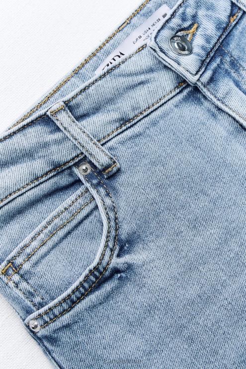 moterys Zara platėjantys džinsai aukštu juosmeniu z1975 šviesiai mėlynas apranga 4N488869