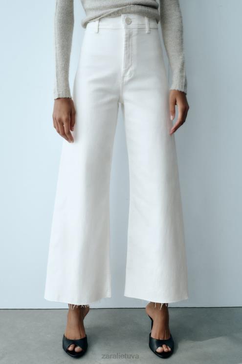 moterys Zara tiesūs zw marine džinsai aukštu juosmeniu ekru apranga 4N488514