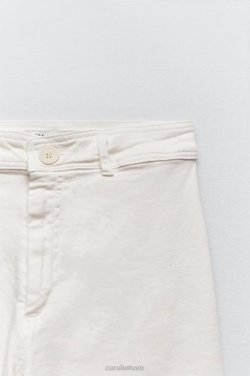 moterys Zara tiesūs zw marine džinsai aukštu juosmeniu ekru apranga 4N488514