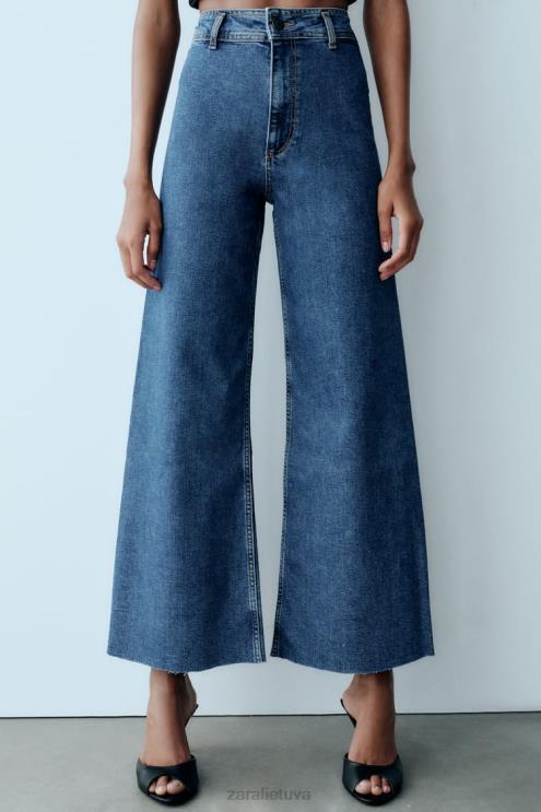 moterys Zara tiesūs zw marine džinsai aukštu juosmeniu mėlyna apranga 4N488512