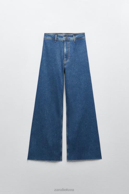 moterys Zara tiesūs zw marine džinsai aukštu juosmeniu mėlyna apranga 4N488512