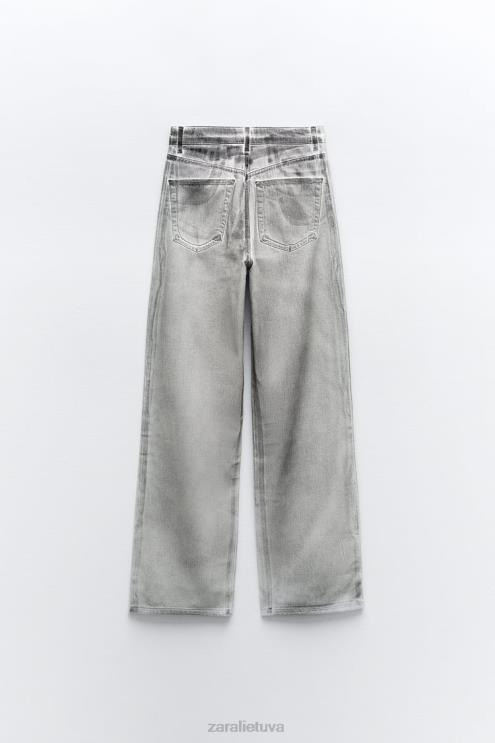 moterys Zara trf metaliniai aukšti džinsai juodas apranga 4N488521