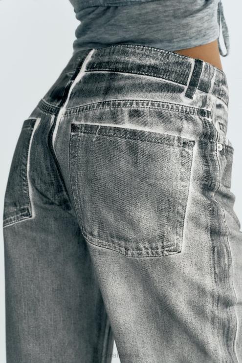 moterys Zara trf metaliniai aukšti džinsai juodas apranga 4N488521