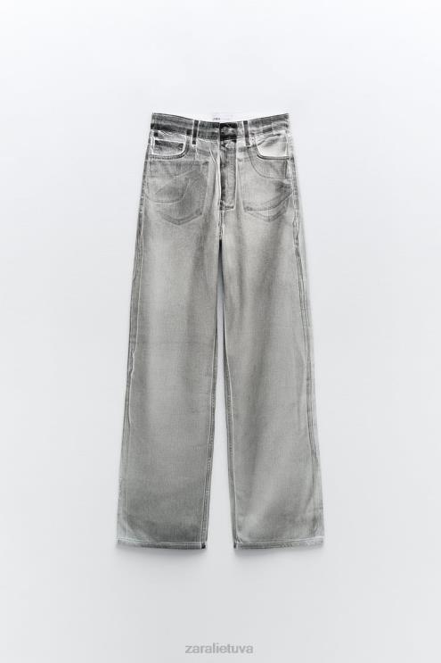 moterys Zara trf metaliniai aukšti džinsai juodas apranga 4N488521