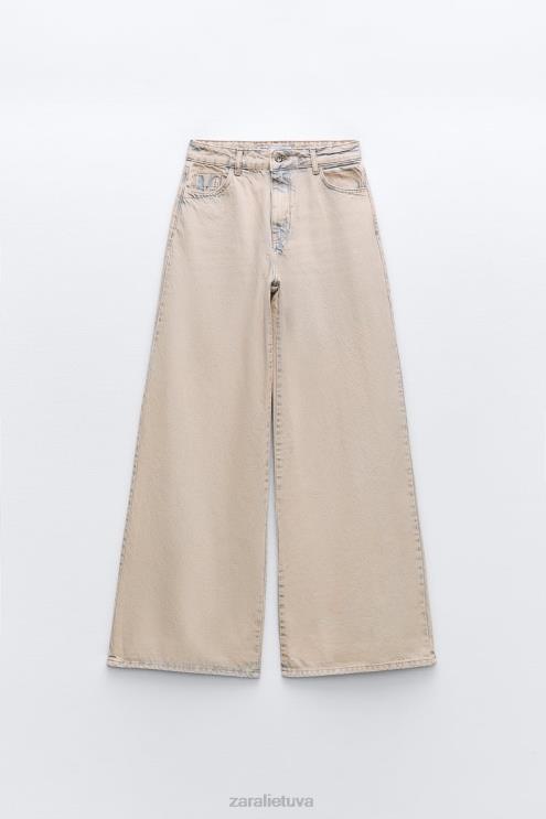 moterys Zara z1975 perdažyti palazzo džinsai rožinis apranga 4N488508