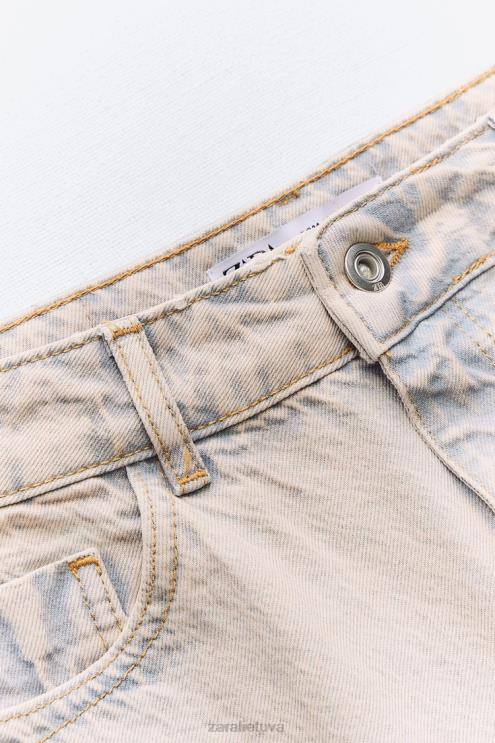 moterys Zara z1975 perdažyti palazzo džinsai rožinis apranga 4N488508