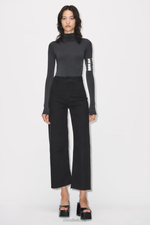 moterys Zara zw marine tiesūs aukšti džinsai juodas apranga 4N488515