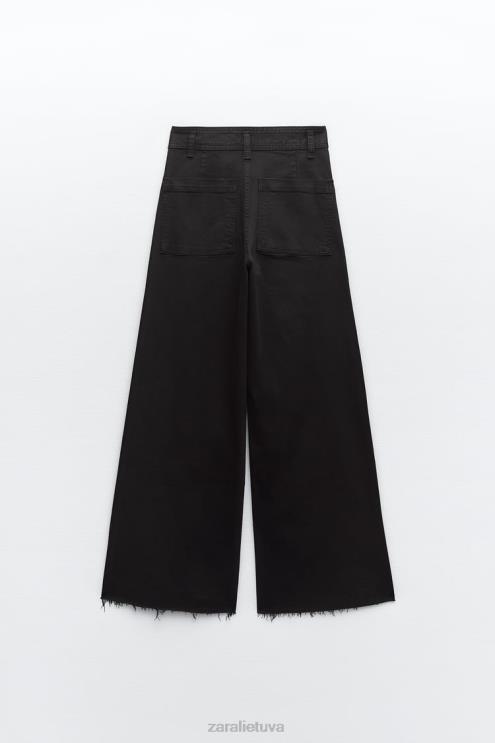 moterys Zara zw marine tiesūs aukšti džinsai juodas apranga 4N488515