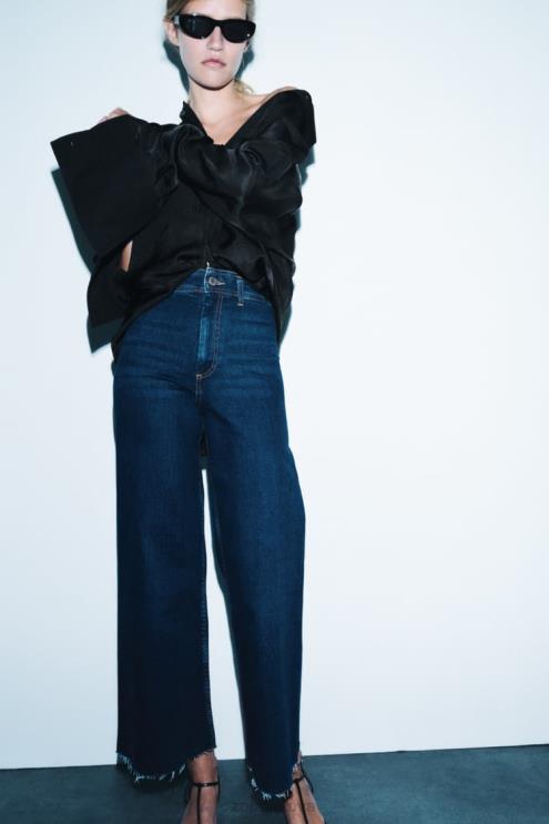 moterys Zara zw marine tiesūs aukšti džinsai mėlyna apranga 4N488518