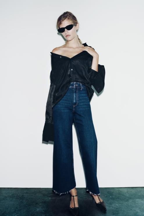 moterys Zara zw marine tiesūs aukšti džinsai mėlyna apranga 4N488518