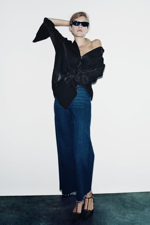 moterys Zara zw marine tiesūs aukšti džinsai mėlyna apranga 4N488518