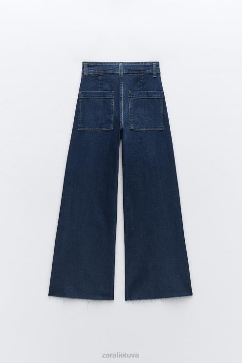 moterys Zara zw marine tiesūs aukšti džinsai mėlyna apranga 4N488518