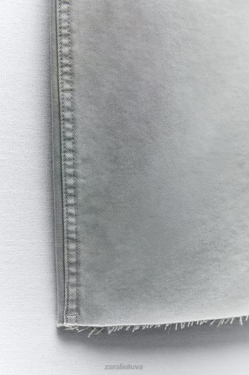 moterys Zara zw the dreed flare džinsai pilka apranga 4N488516