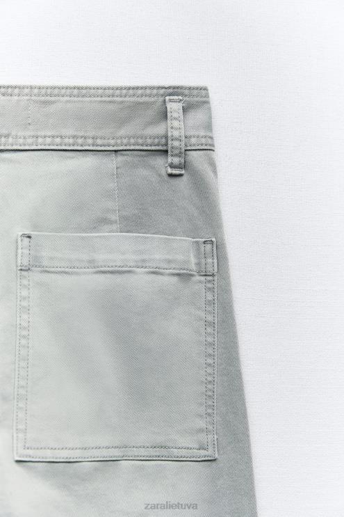 moterys Zara zw the dreed flare džinsai pilka apranga 4N488516