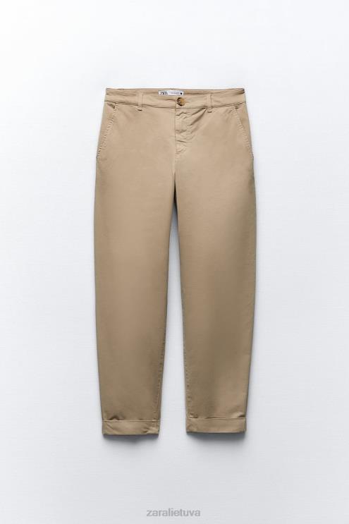 moterys Zara chino kelnės vidurio kupranugaris apranga 4N488499