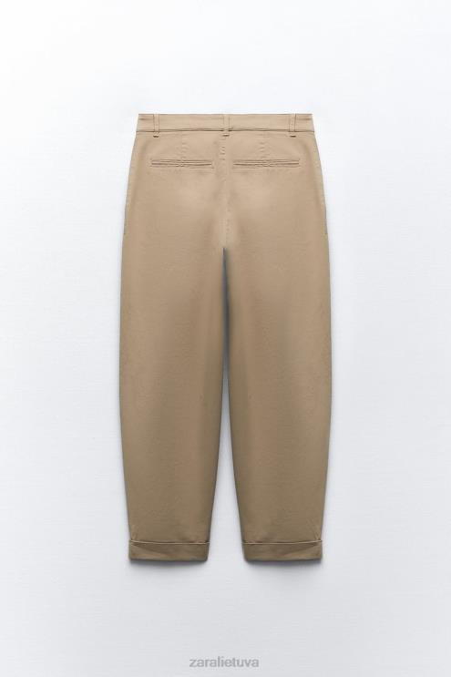 moterys Zara chino kelnės vidurio kupranugaris apranga 4N488499