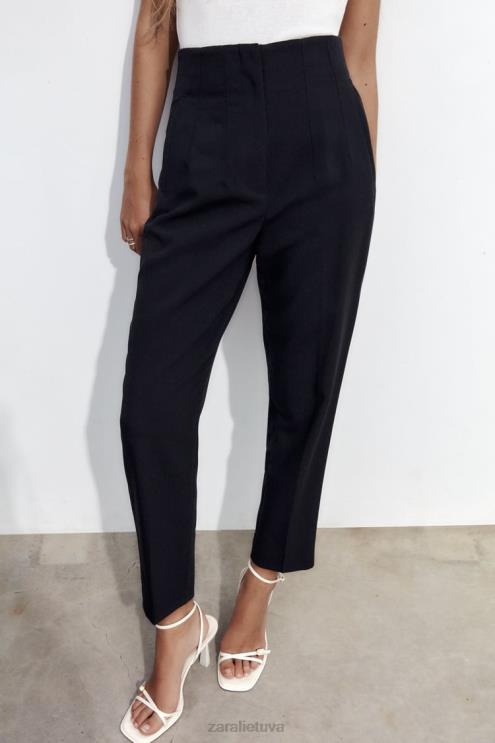 moterys Zara kelnės aukštu liemeniu juodas apranga 4N488500