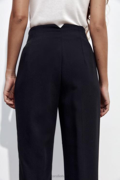 moterys Zara kelnės aukštu liemeniu juodas apranga 4N488500