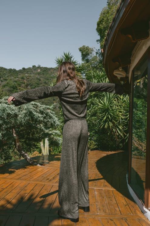 moterys Zara kelnės su metaliniu siūlu auksas apranga 4N488490