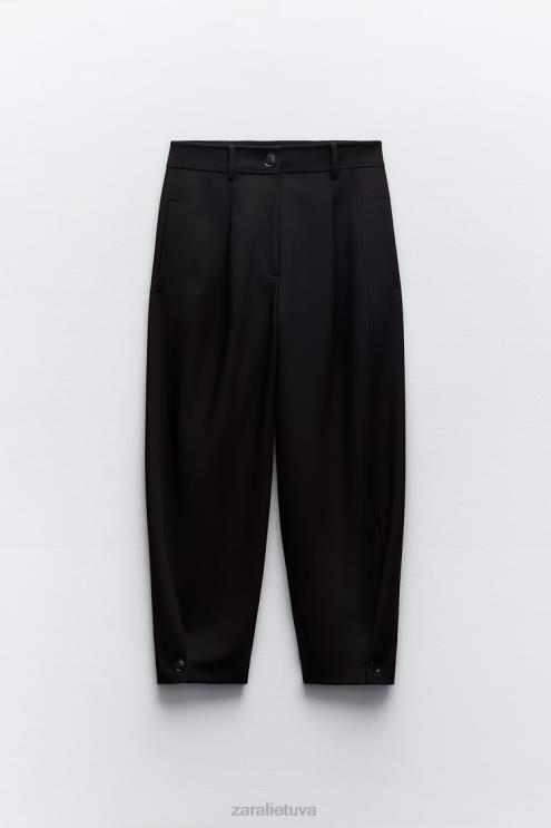 moterys Zara klostuotos siaurėjančios kelnės juodas apranga 4N488874