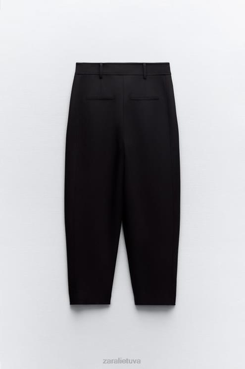 moterys Zara klostuotos siaurėjančios kelnės juodas apranga 4N488874