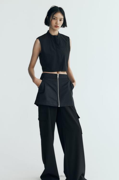 moterys Zara nailono skortas juodas apranga 4N488495