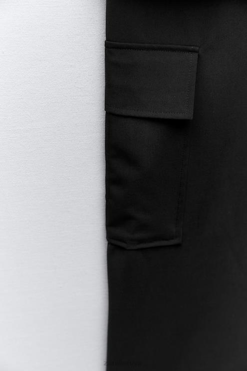 moterys Zara nailono skortas juodas apranga 4N488495