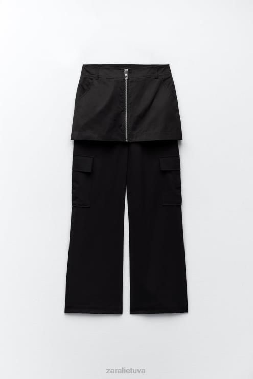 moterys Zara nailono skortas juodas apranga 4N488495