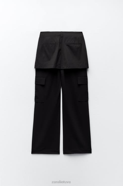 moterys Zara nailono skortas juodas apranga 4N488495