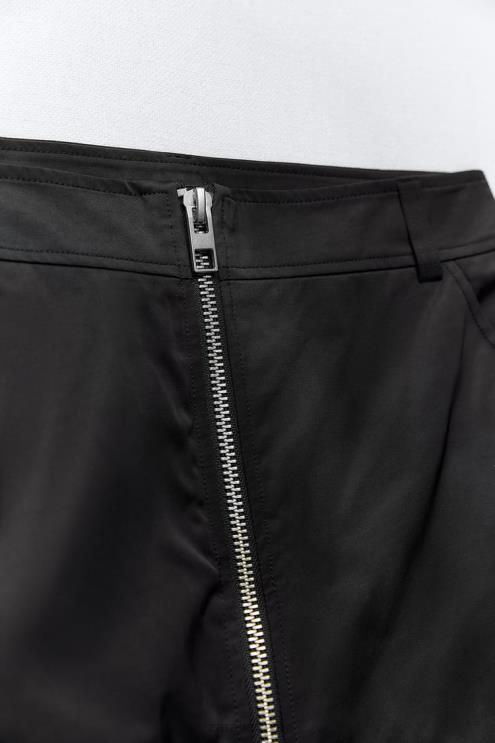 moterys Zara nailono skortas juodas apranga 4N488495