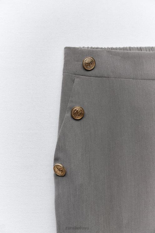 moterys Zara susagstomos tiesios kelnės pilkas marlas apranga 4N488879