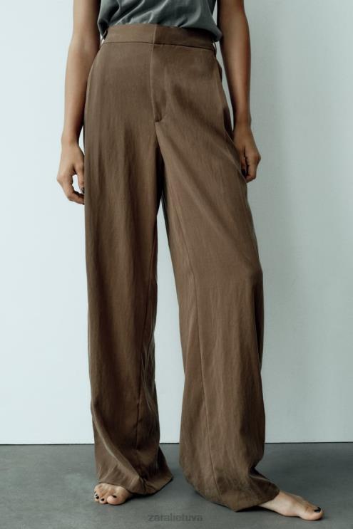 moterys Zara viso ilgio kelnes ruda/tape apranga 4N488873