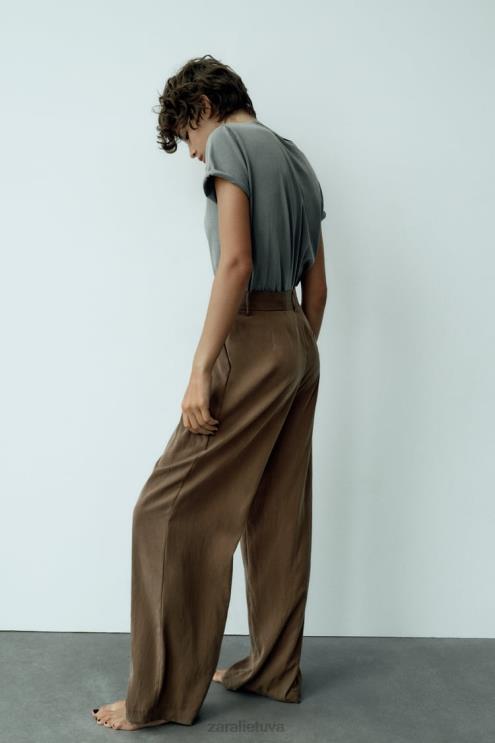 moterys Zara viso ilgio kelnes ruda/tape apranga 4N488873