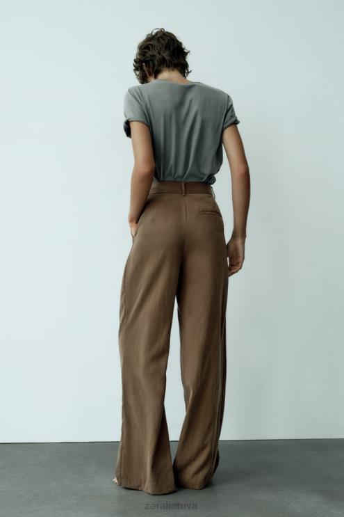 moterys Zara viso ilgio kelnes ruda/tape apranga 4N488873