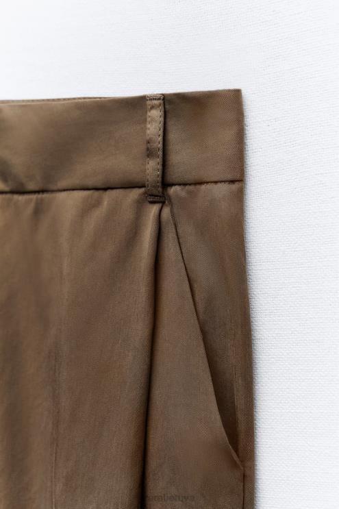 moterys Zara viso ilgio kelnes ruda/tape apranga 4N488873