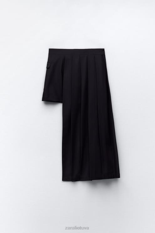moterys Zara asimetriškas klostuotas sijonas tamsus laivynas apranga 4N488724