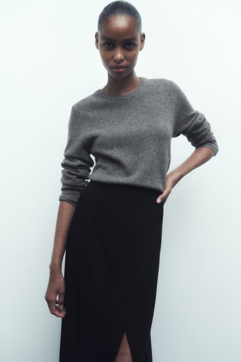 moterys Zara asimetriškas midi sijonas juodas apranga 4N488664