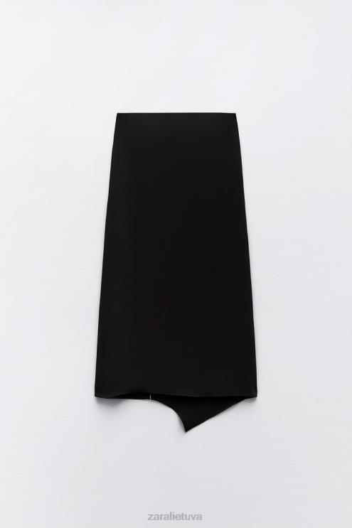 moterys Zara asimetriškas midi sijonas juodas apranga 4N488664