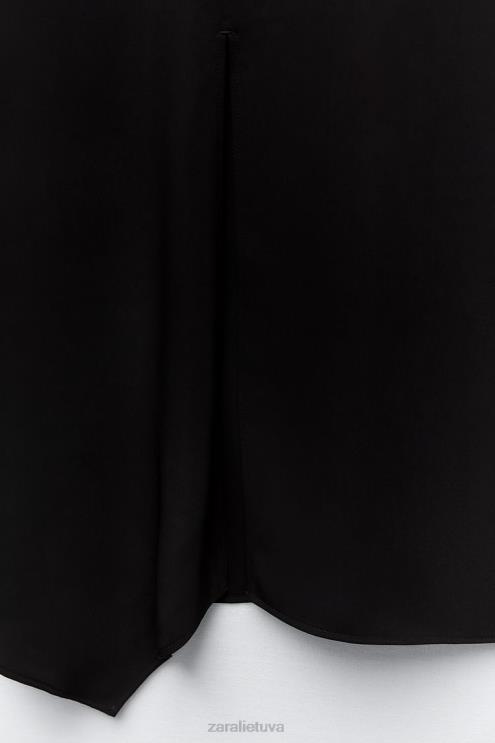 moterys Zara asimetriškas midi sijonas juodas apranga 4N488664