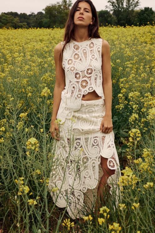 moterys Zara asimetriškas nertas sijonas šiaudų apranga 4N488669