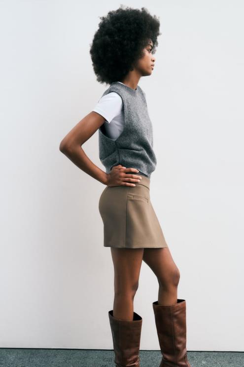 moterys Zara asimetrinis skraidymas ruda/tape apranga 4N488529