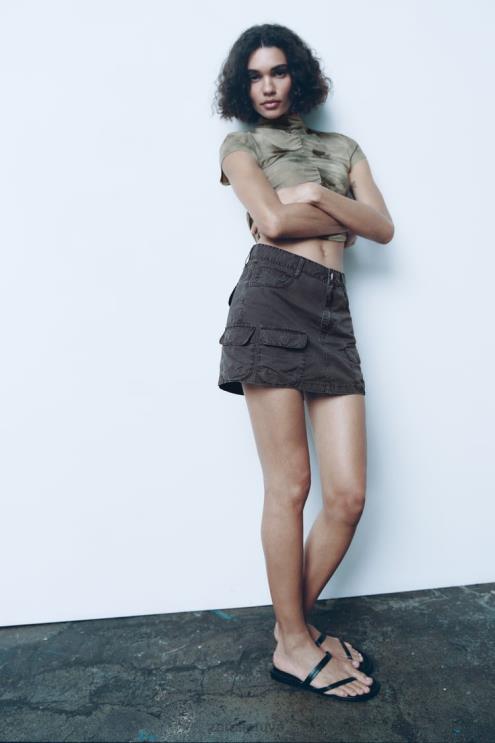 moterys Zara cargo mini sijonas pilka apranga 4N488646