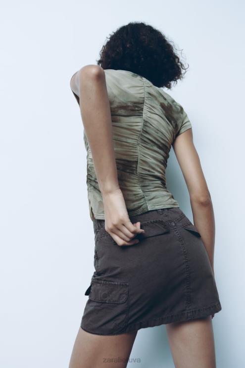 moterys Zara cargo mini sijonas pilka apranga 4N488646
