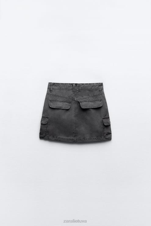 moterys Zara cargo mini sijonas pilka apranga 4N488646