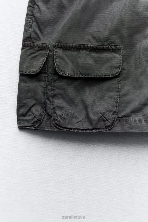 moterys Zara cargo mini sijonas pilka apranga 4N488646